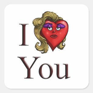 Pegatina Cuadrada Te Amo Ella Corazón