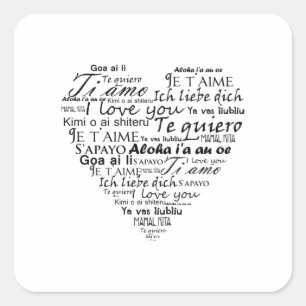 Pegatina Cuadrada Te amo en otros idiomas 5
