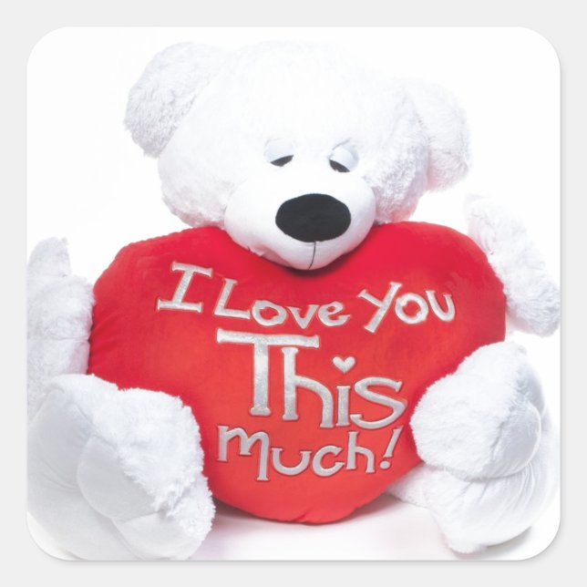 Pegatina Cuadrada Te amo este mucho (Anverso)