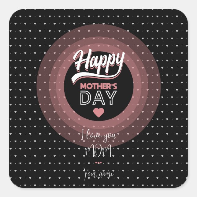 Pegatina Cuadrada Te amo mamá (Anverso)