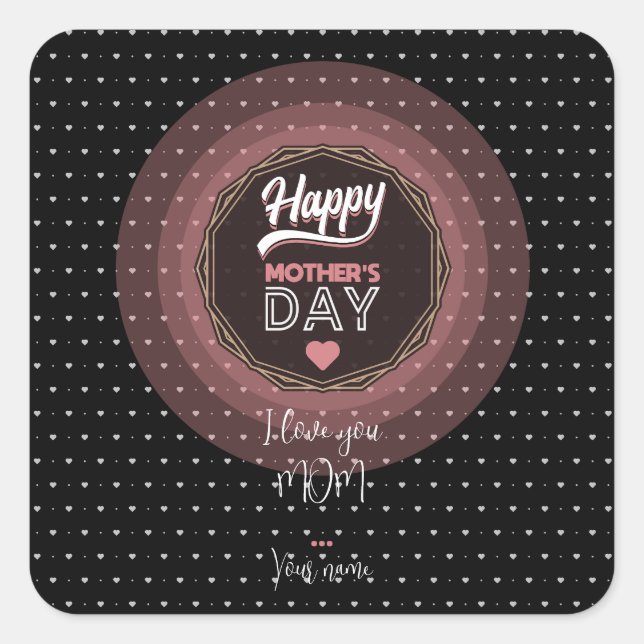 Pegatina Cuadrada Te amo mamá (Anverso)