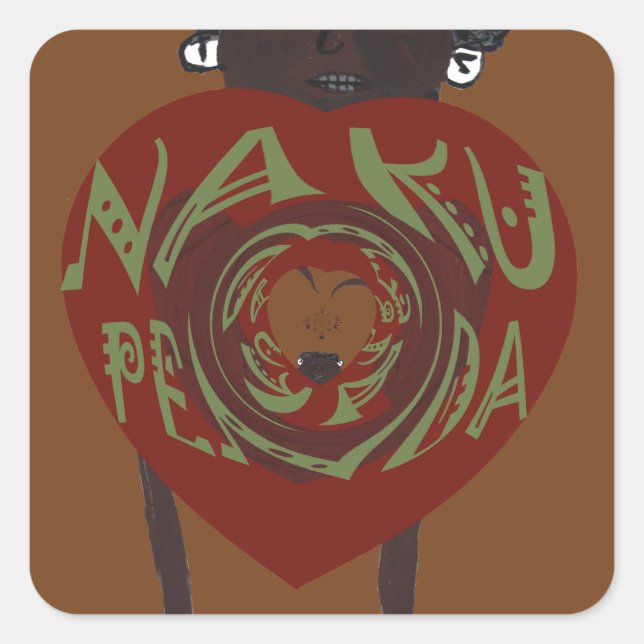 Pegatina Cuadrada ¡Te amo! Nakupenda Sana (Anverso)