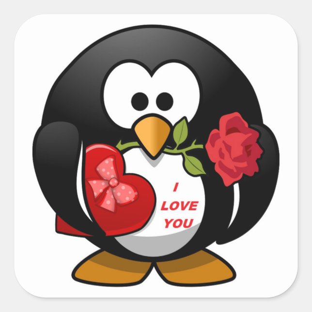 PEGATINA CUADRADA "TE AMO" PENGUIN (Anverso)