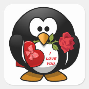 PEGATINA CUADRADA "TE AMO" PENGUIN