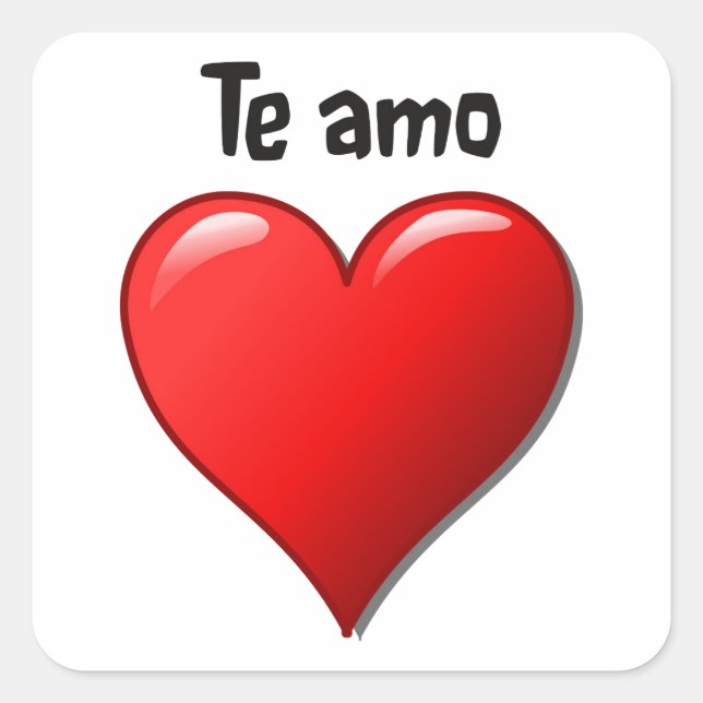 Pegatina Cuadrada Te amo - Te amo en español (Anverso)