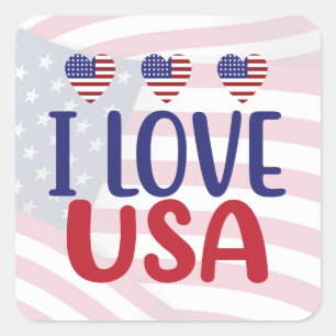 Pegatina Cuadrada Te Amo USA