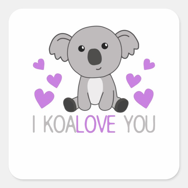 Pegatina Cuadrada Te Aplaudo A Koala Con Animales Cuidados Del Coraz (Anverso)