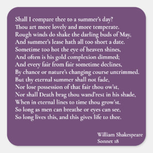 Pegatina Cuadrada ¿Te comparo con un día de verano? ¿Sonnet 18
