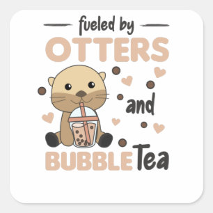 Pegatina Cuadrada Té de burbuja Otter Chocolate Sweet Animals Boba