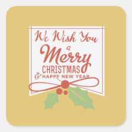 Pegatina Cuadrada Te deseamos una feliz Navidad Pegatinas