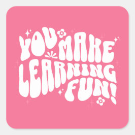 Pegatina Cuadrada ¡Te Diversas De Aprender!