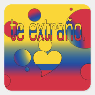 Pegatina Cuadrada ¡Te Extraño! La bandera de Colombia colorea arte
