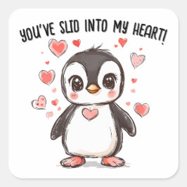 Pegatina Cuadrada Te has deslizado en mi El día de San Valentín de p