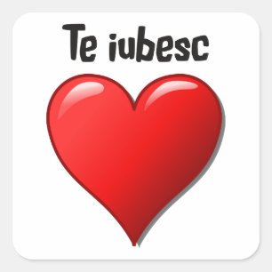 Pegatina Cuadrada Te iubesc - Te amo en rumano
