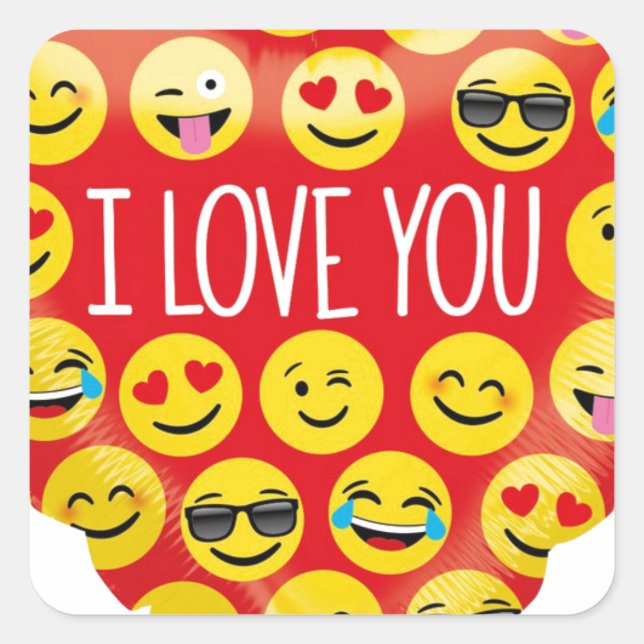 Pegatina Cuadrada Te quiero corazón de emoji (Anverso)