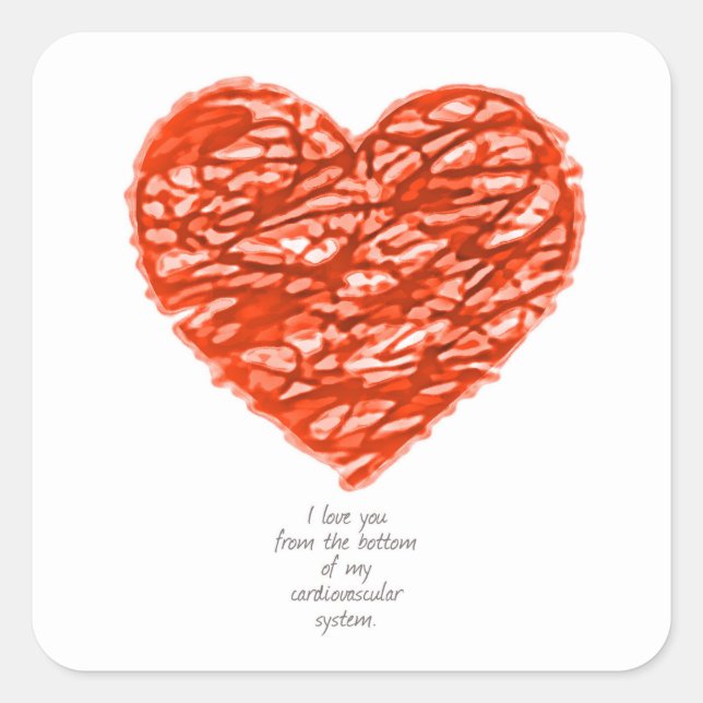 Pegatina Cuadrada Te quiero desde el fondo del sistema cardiovascula (Anverso)