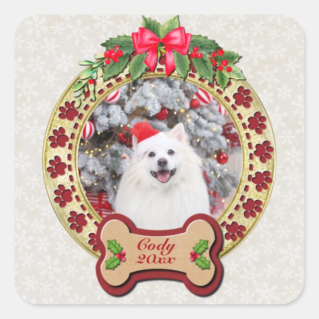 Pegatina Cuadrada Te Woof Un Feliz Regalo De Perro Personalizado De  (Anverso)