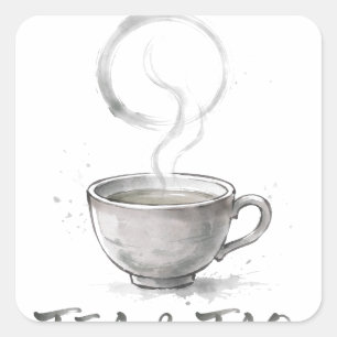 Pegatina Cuadrada Té y Tao - Camiseta de amante del té taoísta