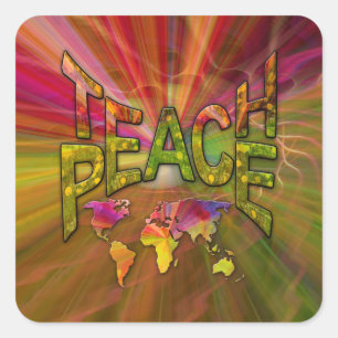 Pegatina Cuadrada Teach Peace