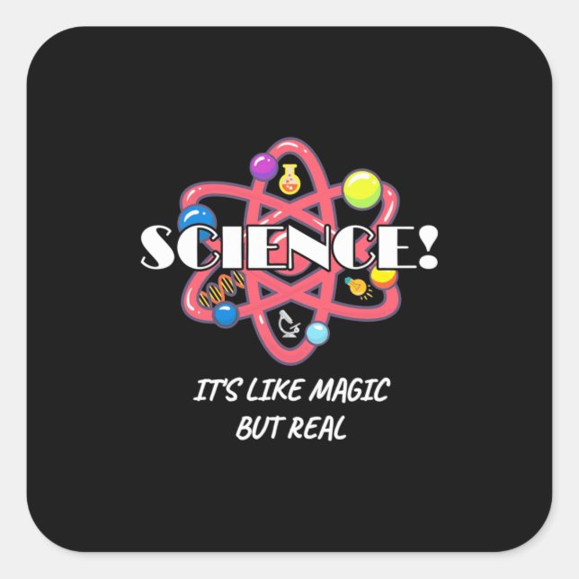 Pegatina Cuadrada Teacher Chemistry Science Is Like Magic But Real (Anverso)