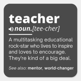 Pegatina Cuadrada Teacher Definition - Funny Teaching School Teacher