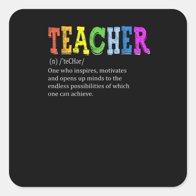 Pegatina Cuadrada Teacher Definition Teacher Appreciation (Anverso)