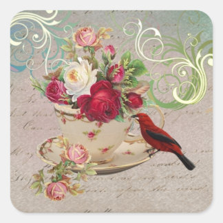 Pegatina Cuadrada Teacup 1 pegatinas
