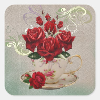 Pegatina Cuadrada Teacup 3 pegatinas