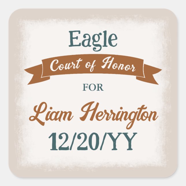 Pegatina Cuadrada Teal Green, Copper Brown Party Favor Sticker (Anverso)