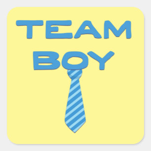 Pegatina Cuadrada Team Boy con revelación de género Necktie