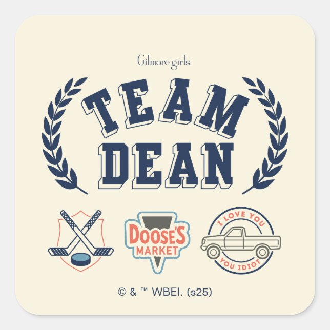 Pegatina Cuadrada Team Dean Gilmore Girls Design (Anverso)