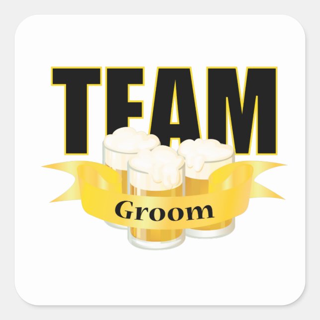 Pegatina Cuadrada Team Groom - Cerveza (Anverso)