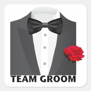 Pegatina Cuadrada Team Groom (tux)