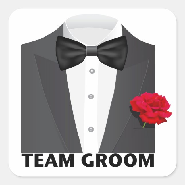 Pegatina Cuadrada Team Groom (tux) (Anverso)