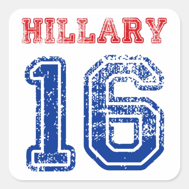 Pegatina Cuadrada Team Hillary 2016 (Anverso)