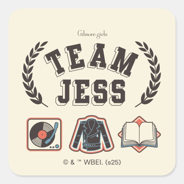 Pegatina Cuadrada Team Jess Gilmore Girls Design (Anverso)