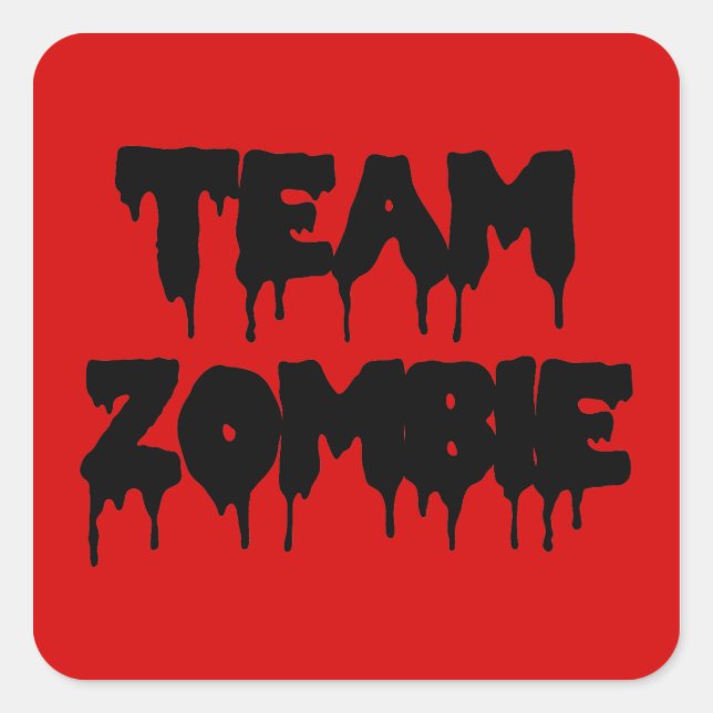 Pegatina Cuadrada Team Zombie (Anverso)