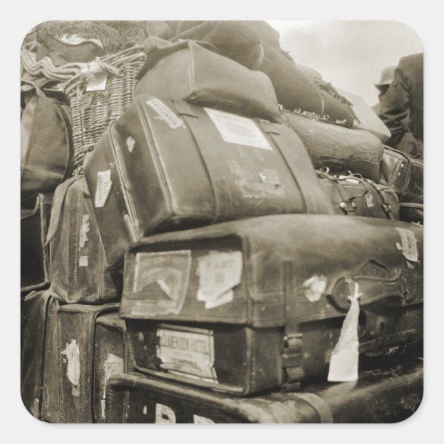 PEGATINA CUADRADA TEAMSTER WAGON SUITCASE DE LOS AÑOS 1890 (Anverso)