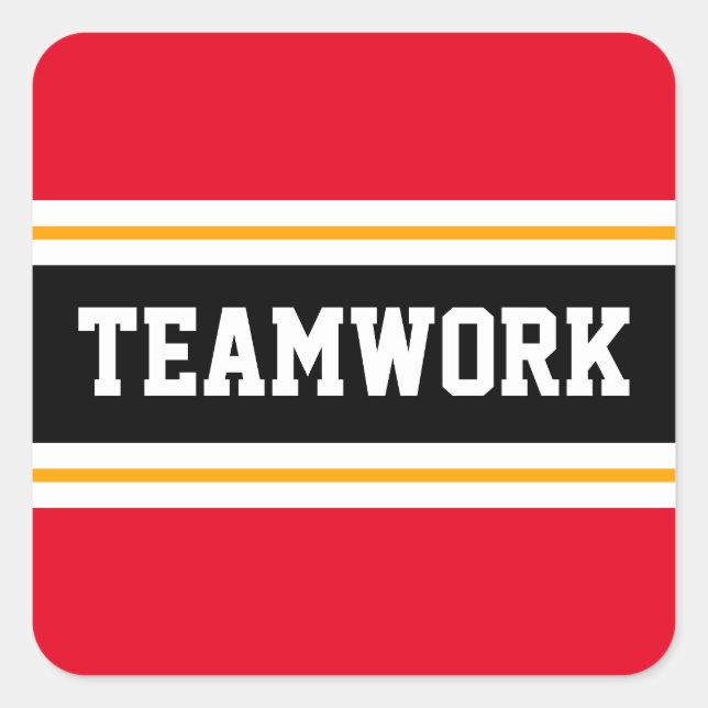 Pegatina Cuadrada TEAMWORK Luminosas franjas de Carreras de Naranja  (Anverso)
