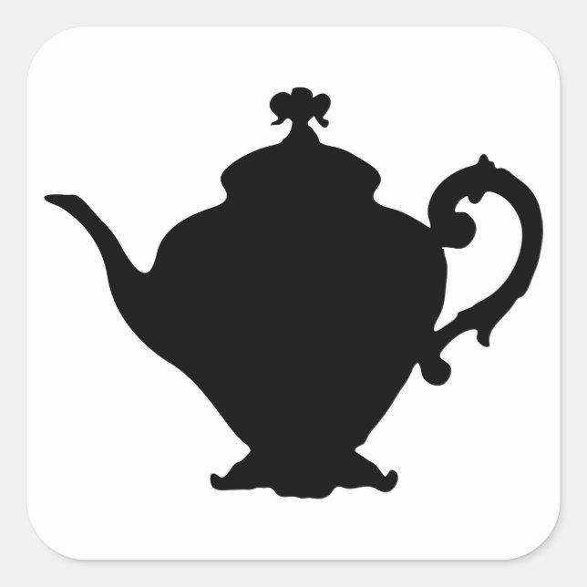Pegatina Cuadrada Teapot Silhouette (Anverso)