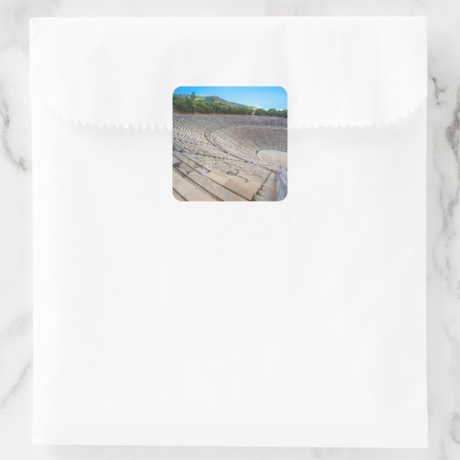 Pegatina Cuadrada Teatro antiguo en Epidaurus, Argolida, Grecia (Bolso)