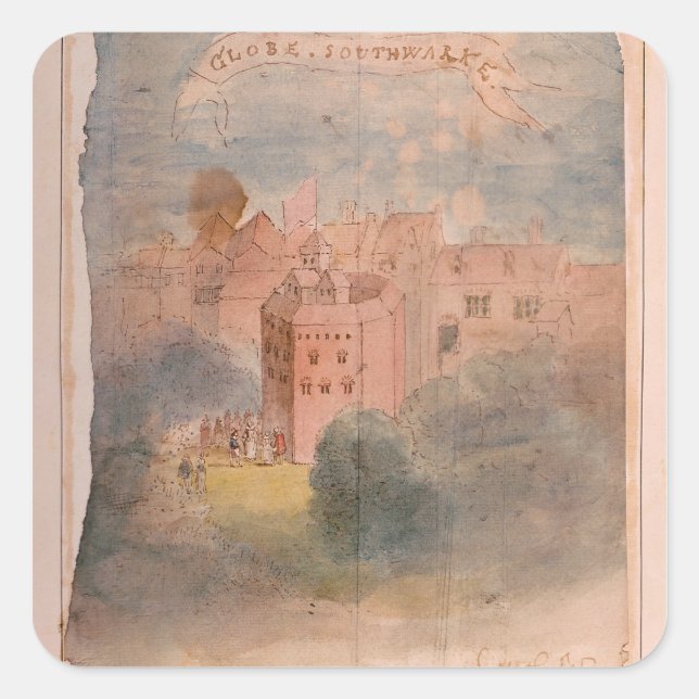 Pegatina Cuadrada Teatro Globe, Southwark (Anverso)