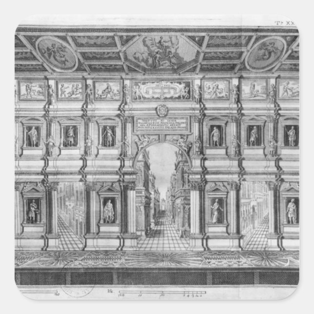 Pegatina Cuadrada Teatro Olímpico de Vicenza (Anverso)