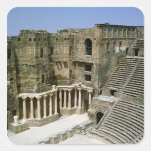 Pegatina Cuadrada Teatro romano en Bosra, Siria