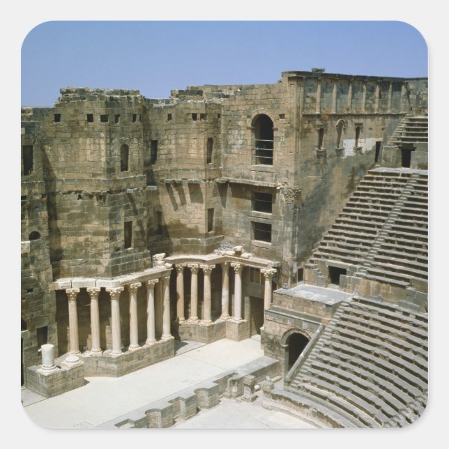 Pegatina Cuadrada Teatro romano en Bosra, Siria (Anverso)