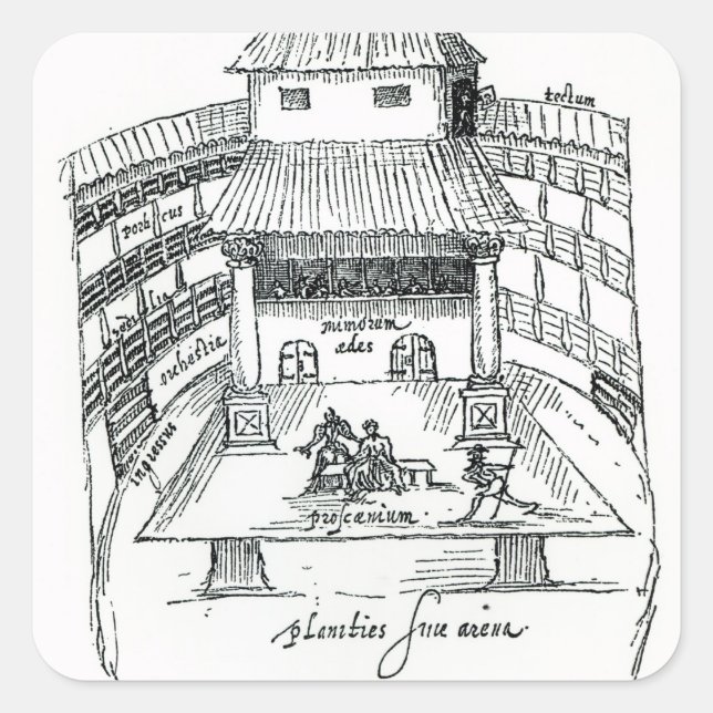 Pegatina Cuadrada Teatro Swan, Southwark (Anverso)