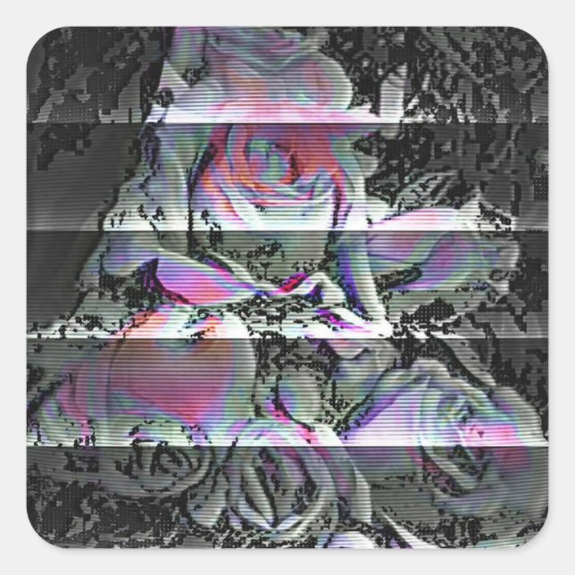 Pegatina Cuadrada Techno Bouquet   (Anverso)