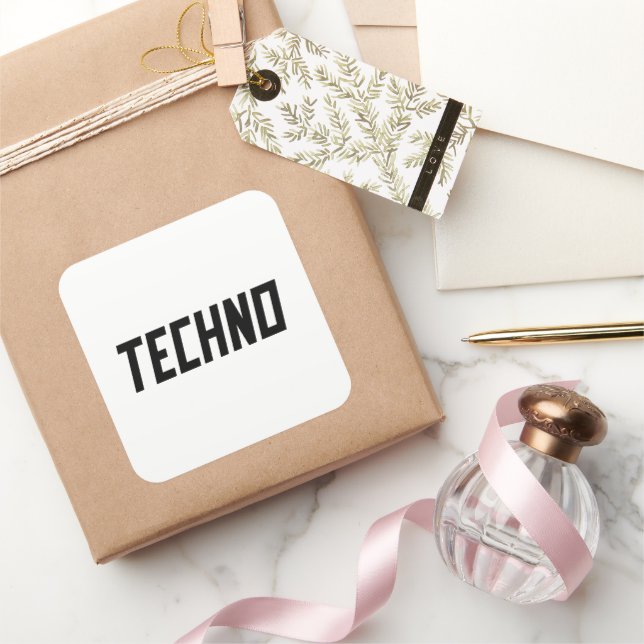 Pegatina Cuadrada TECHNO Music (Regalar)