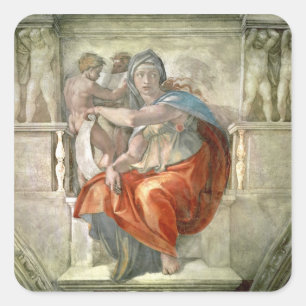 Pegatina Cuadrada Techo de Capilla Sixtina: Delphic Sibyl