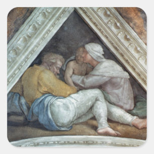 Pegatina Cuadrada Techo de la capilla de Sistine: Los antepasados de